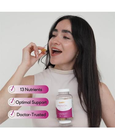 GoldN Prenatal DHA and Folate Premium Gummies | Omega-3 DHA 600 mcg Folic Acid 200 mcg Iodine & 13 Nutrients | Non-GMO Gluten-Free | Raspberry & Lemon Flavor | 60 Gummies (30-Day Supply) - Buy Online on GoSupps.com