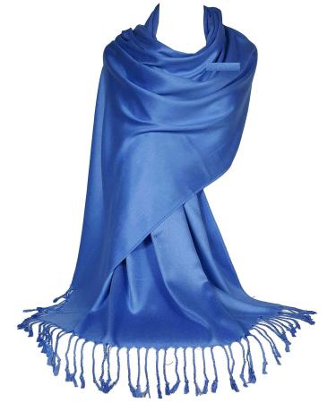 GFM Smooth Shiny Surface Pashmina Style Scarf (L9) L9-nl-blue
