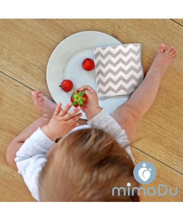 Mimadu Oeko-Tex Cotton Washcloth Set | 10 Mini Baby Washcloths - 25x25 cm Gray White Zigzag - Soft Durable & Eco-Friendly - Buy Online on GoSupps.com