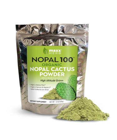 Maxx Herb Organic Nopal Cactus Powder  for Healthy Digestion & Immune Support  High in Dietary Fiber  & Calcium  Vegan  Non-GMO and Gluten Free - 12 Oz Bag 12 Ounce (Pack of 1)