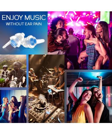High Fidelity Concert Ear Plugs 2 Pairs for Musicians & DJs - Noise Reduction Earplugs with Connector Cord & Aluminum Case - White+blue - Buy Online on GoSupps.com