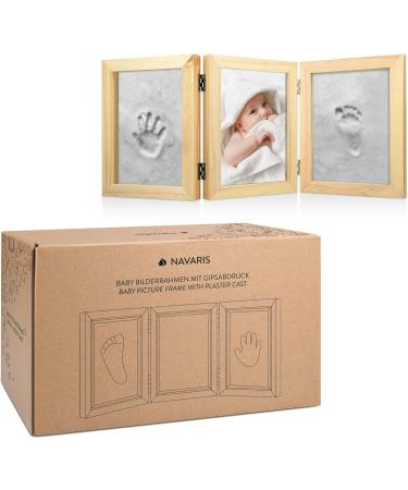 Navaris Baby Handprint and Footprint Kit with Frame and Clay - Perfect for Casting Newborn Boys and Girls Prints - Beige - Buy Online on GoSupps.com