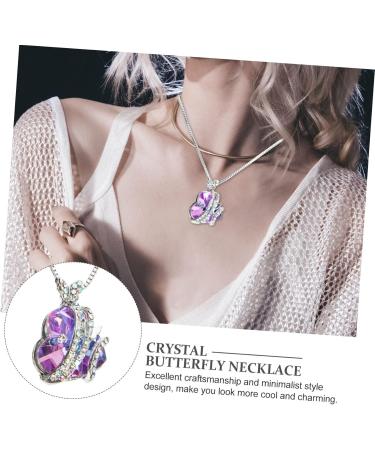 CALLARON Heart Butterfly Necklace Jewelry Necklace Neck Jewelry Choker Girl Crystal Necklace Diamond Miss - Buy Online on GoSupps.com