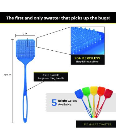 Smart Swatter Fly Swatters 2 Pack | Assorted Colors | 904 Spikes | Made in USA | Bug, Insect, and Fly Killer - Buy Online on GoSupps.com