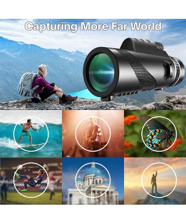 80x100 Monocular Telescope for Adults with Smartphone Adapter - Ideal for Hunting, Bird Watching, Travel, Camping, Hiking - High Powered Monocular in Black - Buy Online on GoSupps.com