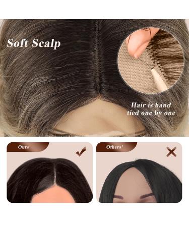 Buy Fine Long Wavy Ombre Blonde & Brown Lace Front Wig - 65 cm Natural Synthetic Hair Waves for Women - Buy Online on GoSupps.com