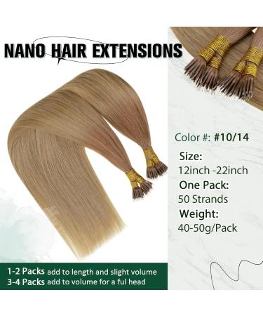 RUNATURE Brown Ombre Blonde Nano Ring Hair Extensions | 12 40g Real Human Hair | A-Nano-#10/14 - Buy Online on GoSupps.com