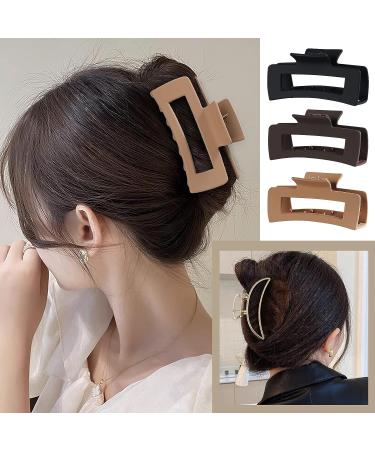 6 Pcs Hair Claw Clips - 3 Square Matte & 3 Metal Hair Clips for Women/Girls | Non-Slip Strong Hold - Buy Online on GoSupps.com