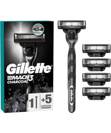 Gillette Mach3 Charcoal Men's Razor - 3 Blade Razor with 5 Replacement Blades & Stylish Coal-Inspired Handle | International Shipping Available - Buy Online on GoSupps.com