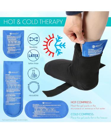 Foot Ankle Ice Pack Cooling Socks with 6 Reusable Gel Packs - Hot Cold Therapy for Pain Relief & Swelling - Plantar Fasciitis, Achilles Tendonitis, Sprains - Buy Online on GoSupps.com