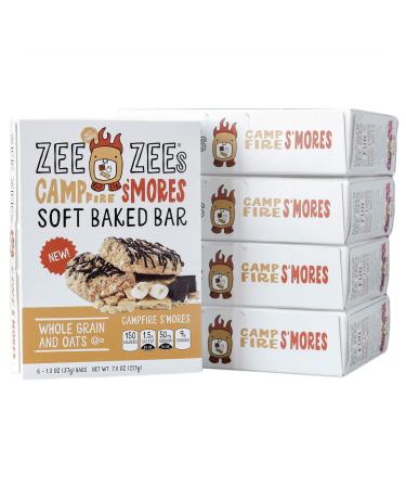Zee Zees Campfire S'mores Soft Baked Snack Bars, Nut-Free, Whole Grain, Naturally Flavored, 1.3 oz Bars, 30 pack