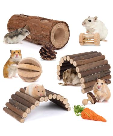 Sofier Hamster Toys Hamster Accessories for Cage Natural Guinea Pig Toys and Chews for Teeth Rat Toys Chinchilla Toys Wood Hamster Hideout Hamster Bridge Apple Wood Sticks