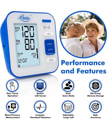 LOVIA Blood Pressure Monitor: Accurate Digital BP Machine for Home Use - 2120 Sets Memory, Pulse Rate Monitoring, Adjustable Cuff (22-40cm) - Buy Online on GoSupps.com