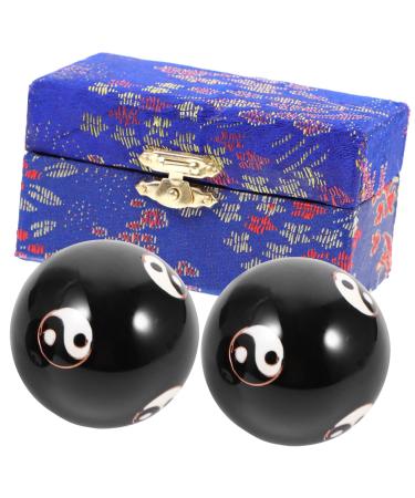 Beaupretty 2st massage globe Exercise magnetic baoding balls Tool massage ball massage ball massage balls Massage balls Hand metal ball brocade box the ball roll old yoga ball