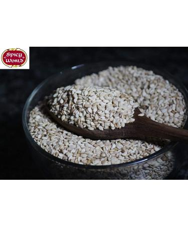 Spicy World White Sesame Seeds 5 lb Bulk Bag - Hulled Till for Quality and Freshness - Buy Online on GoSupps.com