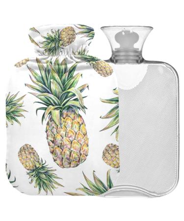 Naanle tropical pineapple heat bottle with reference transparent hot water bottle 2l large hot hot water bottle for bed hand feet warmer pain relief heat and cold therapy