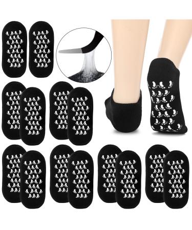 Velmitten 8 Pairs Extra Large Men's Moisturizing Gel Socks Reusable Black Gel Spa Socks for Men's Feet Care Softening Dry Cracked Rough Skin US Men 10-15