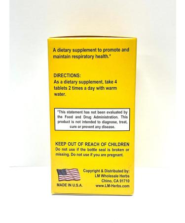 Lao Wei Respiratory Formula Herbal Supplement Helps for Respiratory System 500mg 60 Tablets Made in USA - Buy Online on GoSupps.com