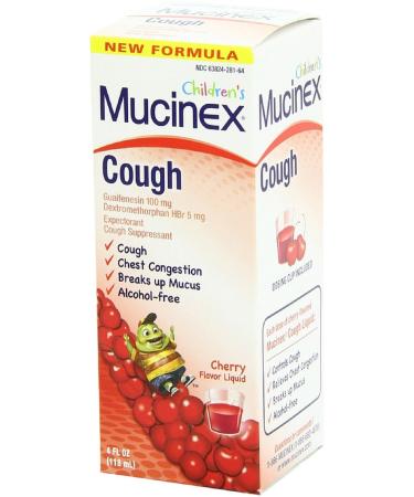 Mucinex Children's Cough Suppressant Cherry 4 oz (Pack of 4)