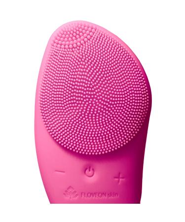 skin - Sonic Facial Cleansing and Facial Drainage Brush Cleansing and Massaging 4 speeds Rechargeable via USB Waterproof (Hot Pink)
