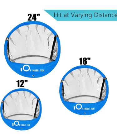 Golf Chipping Practice Net Set - Indoor/Outdoor Hitting Nets with Target Mat - Blue - 3 Piece Set (12'', 18'', 24'') - Buy Online on GoSupps.com