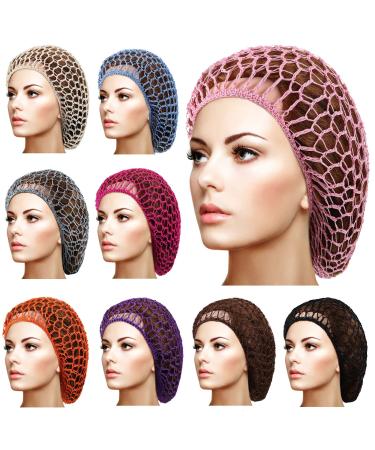 9 Pieces Mesh Hair Net Rayon Head Bands for Sleeping Crochet Hairnet  Hair Covers Ornament  Hair Accessories for Women  9 Colors