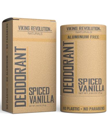 Viking Revolution Spiced Vanilla Deodorant for Men - Deodorant Men Aluminum Free with Shea Butter and Tapioca Starch Mens Deodorant Stain- Free and Baking Soda-Free Natural Deodorant for Men (2.65oz) Spiced Vanilla 2.65 Ounce (Pack of 1)