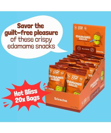 GoBeanz Crunchy Roasted Edamame Tasty Sriracha High Protein Healthy Snack For Adults & Kids 20 Single Serve Packs Low calorie Low Sugar Plant Based Salty Snacks Sriracha 26 g (Pack of 20) - Buy Online on GoSupps.com
