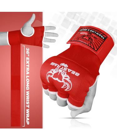 Buy Beast Rage Boxing Bandages - 75cm Padded Elastic MMA Wraps for Fast Boxing Training Muay Thai & UFC - Red | Men's Women's & Children's Sizes - Buy Online on GoSupps.com