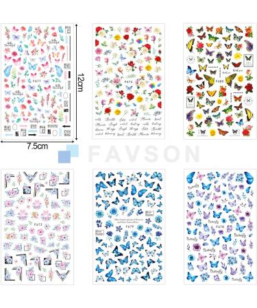 Shop 6 Leaf Butterfly Nail Stickers - 3D Flower Self-Adhesive Nail Art for Spring & Summer DIY Manicure - Buy Online on GoSupps.com