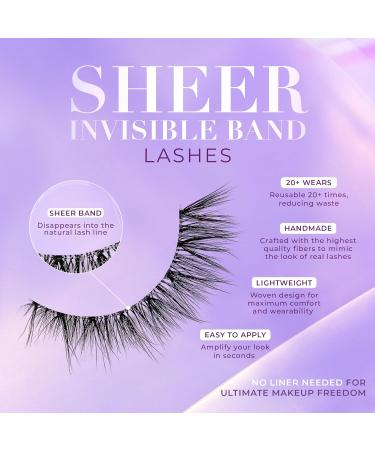 Lilly Lashes Sheer Band - Flirtatious 15mm Mink False Eyelashes | Volume & Flare Invisible Band Reusable | International Shipping Available - Buy Online on GoSupps.com