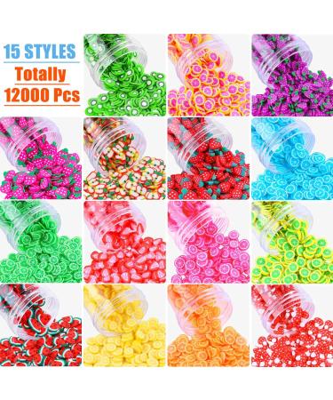 12000 Pcs Assorted Fruit Nail Art Slices - DIY Slime, 3D Polymer, Resin Making Charms for Lip Gloss, Nail Art, Cellphone Decor - 15 Styles by Acejoz - Buy Online on GoSupps.com