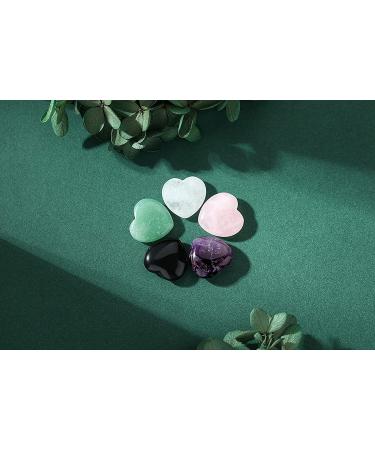 YATOJUZI 5PCS Natural Heart Healing Crystals Set - Rose Quartz & Amethyst - Chakra Reiki Balancing Stones - Buy Online on GoSupps.com