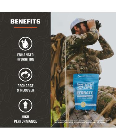 MTN OPS Hydrate Electrolytes Powder Drink Mix 20 Single Serving On-The-Go Electrolyte Packs with Over 1000mg of Electrolytes per Serving Lemon Lime - Buy Online on GoSupps.com