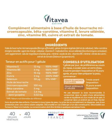 Vitavea - Expert Tanning - Food Supplement - 40 Capsules - Made in France - Buy Online on GoSupps.com