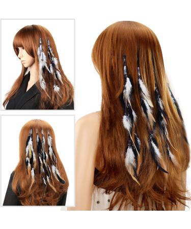 MWOOT 4Pcs Boho Feather Hair Clips with Comb - Handmade Indian Tassels Beads Hair Extensions for Women - Festival Hippie Hair Accessories - Buy Online on GoSupps.com