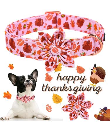 Shop Autumn Dog Collars - Halison Thanksgiving Dog Collar with Flower & Cotton Maple Leaf Design for Small Medium and Large Dogs - Buy Online on GoSupps.com
