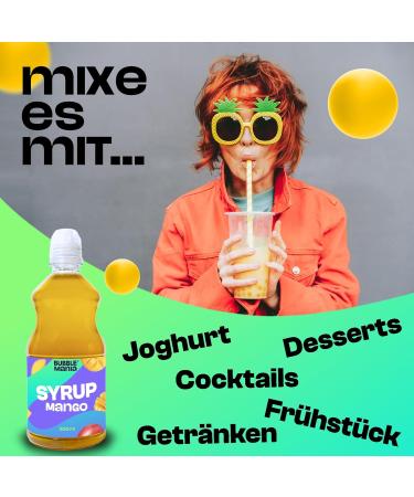 Bubble Mania Mango Syrup for Bubble Tea | 500ml - Perfect for Cocktails Ice Cream & Cakes | International Shipping Available - Buy Online on GoSupps.com