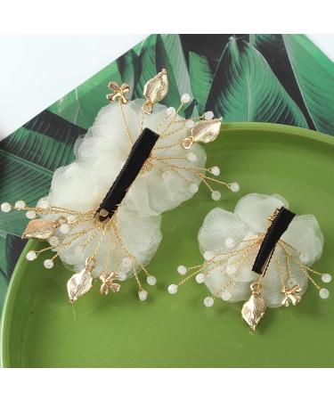 SOBEIT Bridal Hair Clips 2PCS Pearl White Flower Mesh Clips - Vintage Wedding Hair Comb Pins - Gold Bridal Hair Accessories for Women & Bridesmaids - Buy Online on GoSupps.com