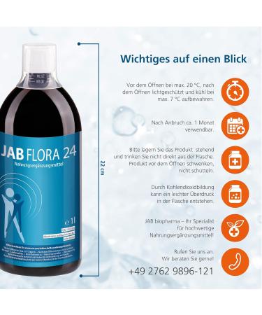 JAB Biopharma Flora 24 - Vegan Probiotic with 24 Strains - High Dosage 1L - International Shipping Available - Buy Online on GoSupps.com