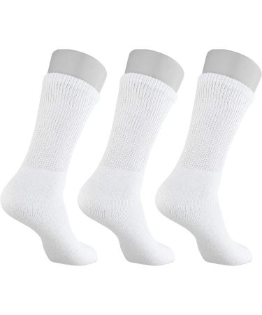 Personal Touch Diabetic Crew Socks 3-Pack - Men's & Women's Size 9-11 (White) - Buy Online on GoSupps.com