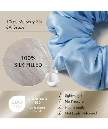 LILYSILK Women's 100% Mulberry Silk Big Hair Scrunchies Ladies Pure Silk Filled Giant XL Ponytail Holder Oversized Elastic Hair Tie Band Large Jumbo Hair Bobble for Breakage Prevention(Ice Blue) - Buy Online on GoSupps.com