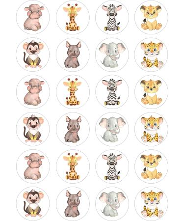 Jungle Baby Animals 24 edible PRE CUT wafer paper cupcake toppers - Buy Online on GoSupps.com
