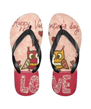 Mnsruu flip-flops with cartoon-animal owl bird for Valentine's Day for home hotel spa bedroom travel XL for men and women
