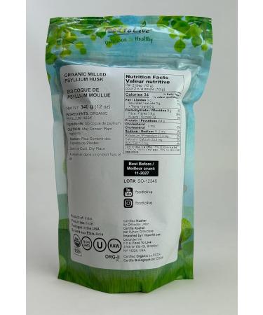 Food to Live Organic Psyllium Husk Powder 12 Ounces Non-GMO Kosher Ultra Fine Unsweetened Unflavored Rich in Fiber Natural Food Thickener Great for Baking Raw Bulk Vegan Keto Friendly 12 Ounce (Pack of 1) - Buy Online on GoSupps.com