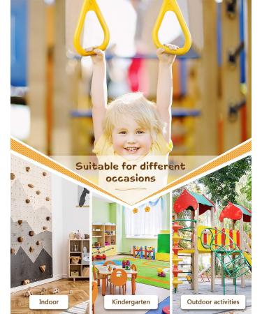 YOHOOLYO Kids Trapeze Swing Bar with Wooden Rings and Plastic Gym Rings (Yellow) - Buy Online on GoSupps.com