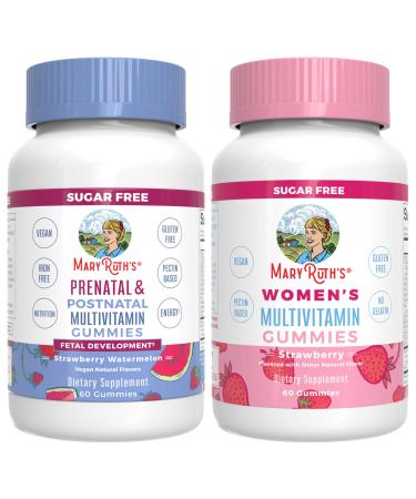 MaryRuth Organics Prenatal Postnatal Multivitamin Gummies (Strawberry) & Women's | USDA Organic | Vitamins for Breastfeeding Beauty & Immunity | Vegan No Gelatin