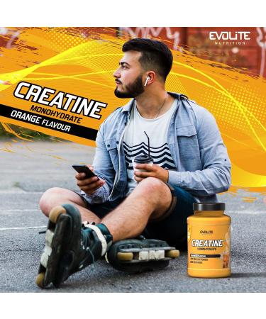 Evolite Nutrition Creatine Monohydrate 1000g - Orange Flavor Calorie-Free Powder for Enhanced Performance & Pre Workout Boost - Buy Online on GoSupps.com