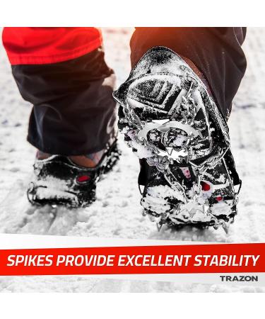 Ice Cleats for Hiking Boots | Anti-Slip Traction Cleats with 19 Spikes | Snow Grippers for Men, Women, Kids - Size Large - Buy Online on GoSupps.com