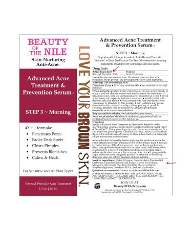 Advanced Acne Treatment Serum for Skin-of-Color | Reduce Breakouts & Discoloration | Benzoyl Peroxide & Green Tea | Beauty of the Nile - 1.7 Oz - Buy Online on GoSupps.com